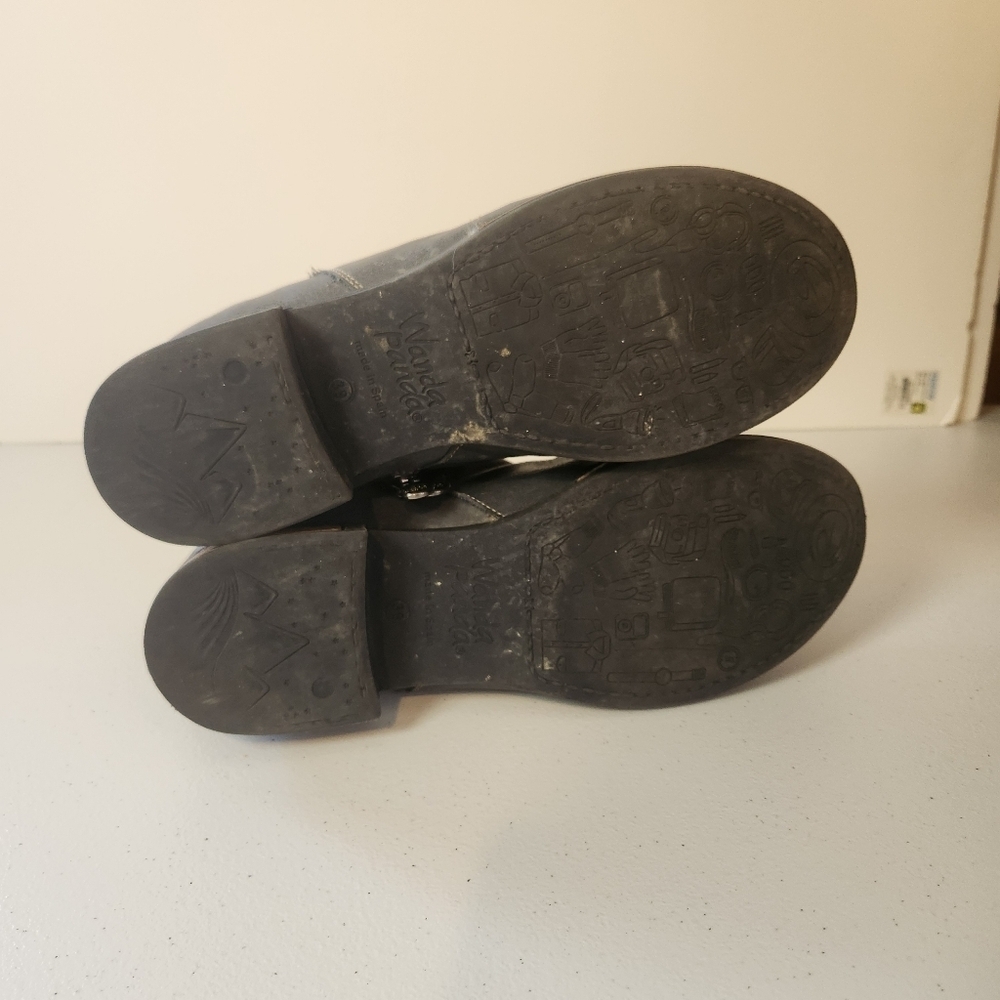 Wanda Panda Gray Leather Ankle Boots Zipper Womens size 8 EU 39 Fall Winter - Picture 6 of 8